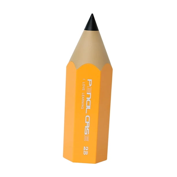 Organizador de lápices con forma de lápiz, soporte para bolígrafos, taza para escritorio, organizador de escritorio a prueba de polvo amarillo