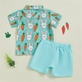 thumbnail image 4 of Odeerbi 6M-4Y Toddler Boys Summer Easter Outfits Cotton Gentleman Formal Dress Suit Short Sleeve Dress Shirt Elastic Waist Shorts Two-piece Set Toddler Boys Clothes, 4 of 8