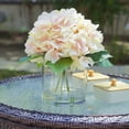 thumbnail image 2 of Enova Home Artificial Flowers Large Silk Hydrangea Fake Flowers Arrangement in Cylinder Glass Vase with Faux Water for Home Office Wedding Decoration (Peach), 2 of 4