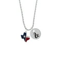 thumbnail image 2 of Delight Jewelry Silvertone Red and Blue Texas Silvertone Script Initial Disc - & - Charm Necklace, 20"+3", 2 of 4