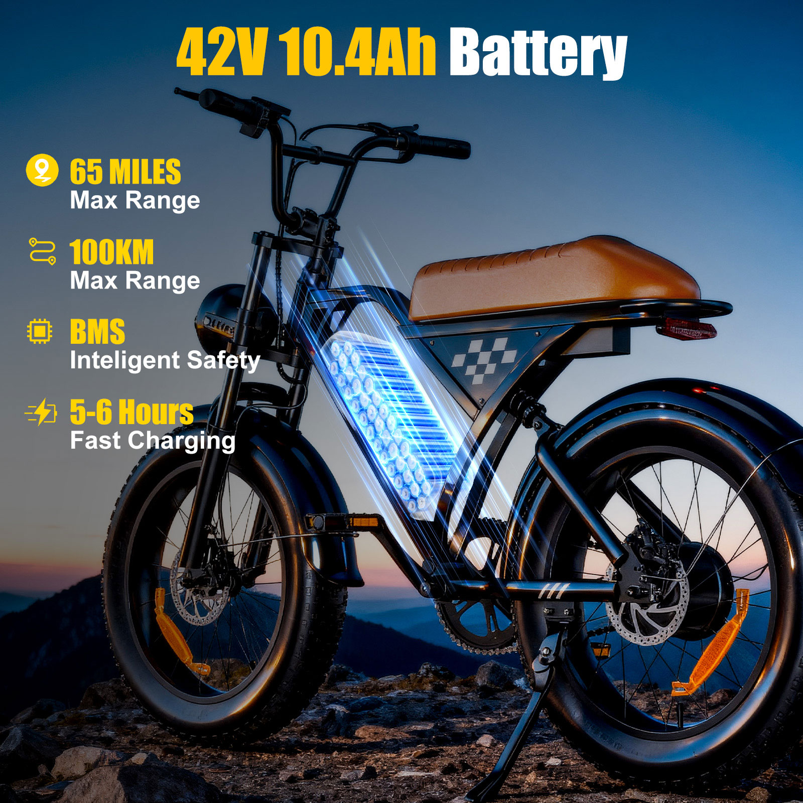 1000W Peak Electric Bike,20*4" Fat Tire Electric Dirt Bicycle,Ebike for Adults with 65+Miles Full Suspension