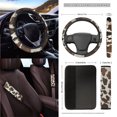 thumbnail image 3 of Jeiento Cow Print Car Seat Cover Front Back Full Set 15 PCS with Steering Wheel Cover Seat Belt Pad Garbage Bag Air Vent Bag Rearview Mirror Cover Cup Coasters Key Chain Fit Most Vehicles, 3 of 7