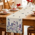 thumbnail image 5 of Purple Floral Table Runner - 36 Inch Long Spring Lavender Daisy Butterflies Botanical Beige Cotton and Linen Blended Dress Scarves Farmhouse Table Runner for Kitchen Dining, Coffee Table, 13" x 36", 5 of 8