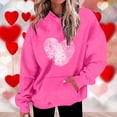 thumbnail image 2 of Penkiiy Womens Fashion Casual Valentines Day Printing Long Sleeve Tops Hoodie Sweatshirts 2XL Hot Pink, 2 of 5