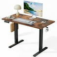 thumbnail image 1 of EDX Electric Adjustable Height Sit Standing Desk, 40 x 24 inch Splice Board for Home Office, Brown, 1 of 9