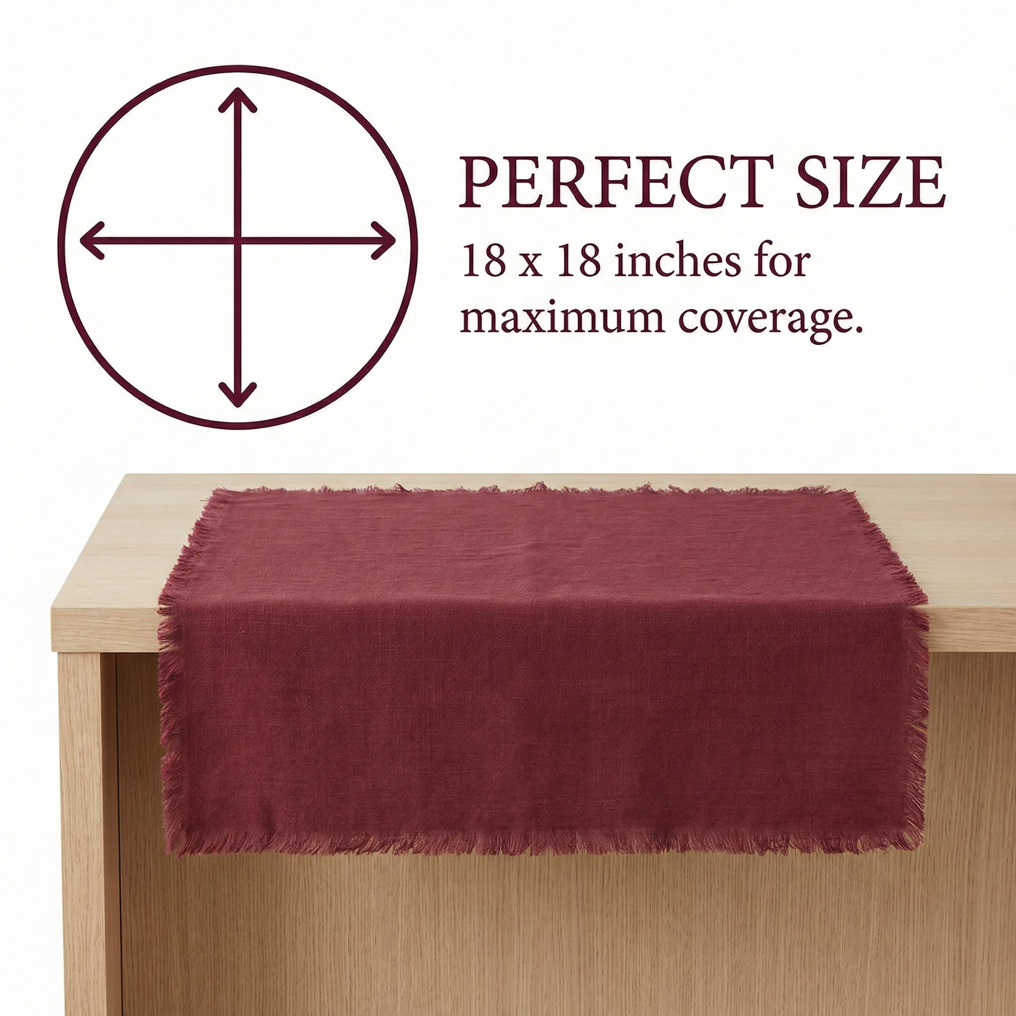 Unique Bargains Cotton Linen Kitchen Towels Claret 4 Pack Claret/Apricot 18" x 18"