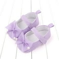 thumbnail image 2 of Sneakers for Girls Sizes 12-18 Months Summer Sports Flat Bottom Lightweight Round Toe Ribbon Bowknot Pearl Purple Walking Shoes, 2 of 7