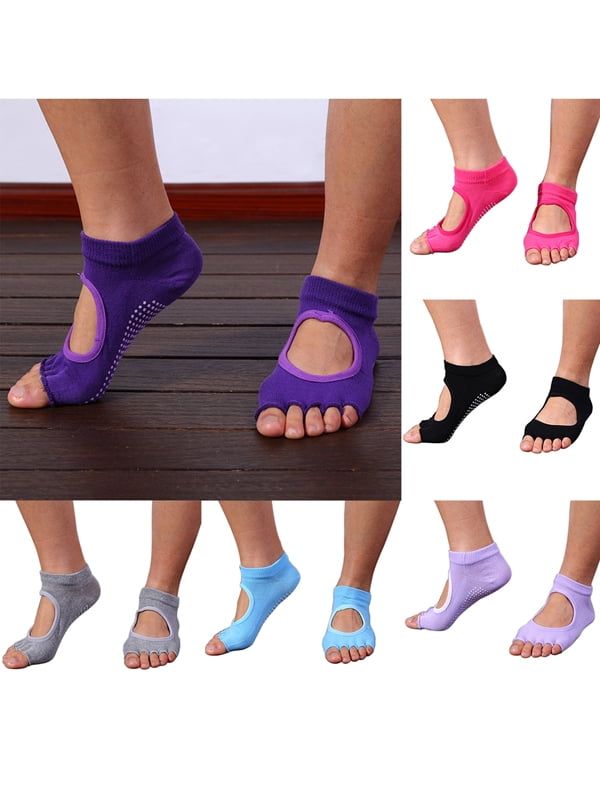 Women Yoga Socks Non Slip Pilates Massage Gym Sport Toe Cotton Exercise Socks KT 
