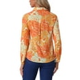 thumbnail image 3 of INSPIRE CHIC Valentine's Day Women's Button Down Shirt Ditsy Floral Long Sleeve Point Collar Office Top XS Orange Yellow, 3 of 6