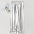 thumbnail image 4 of AMERTEER New Solid Color Silk Men‘s Casual Pajamas Loose Home Wear, 4 of 10