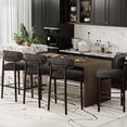 thumbnail image 3 of Memoryfield Upholstered Bar Stools Set of 4, Counter Height Barstools, Linen Fabric Curved Back, Kitchen Island & Dining Room, Gray, 3 of 5