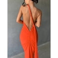 thumbnail image 6 of nvzhuang Women Long Dress, Sleeveless Halterneck Solid Slim Fit Cocktail Dress Summer Dress, 6 of 6