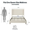 thumbnail image 7 of Miniyam Queen Size Wingback Contemporary Platform Bed, Beige, 7 of 7