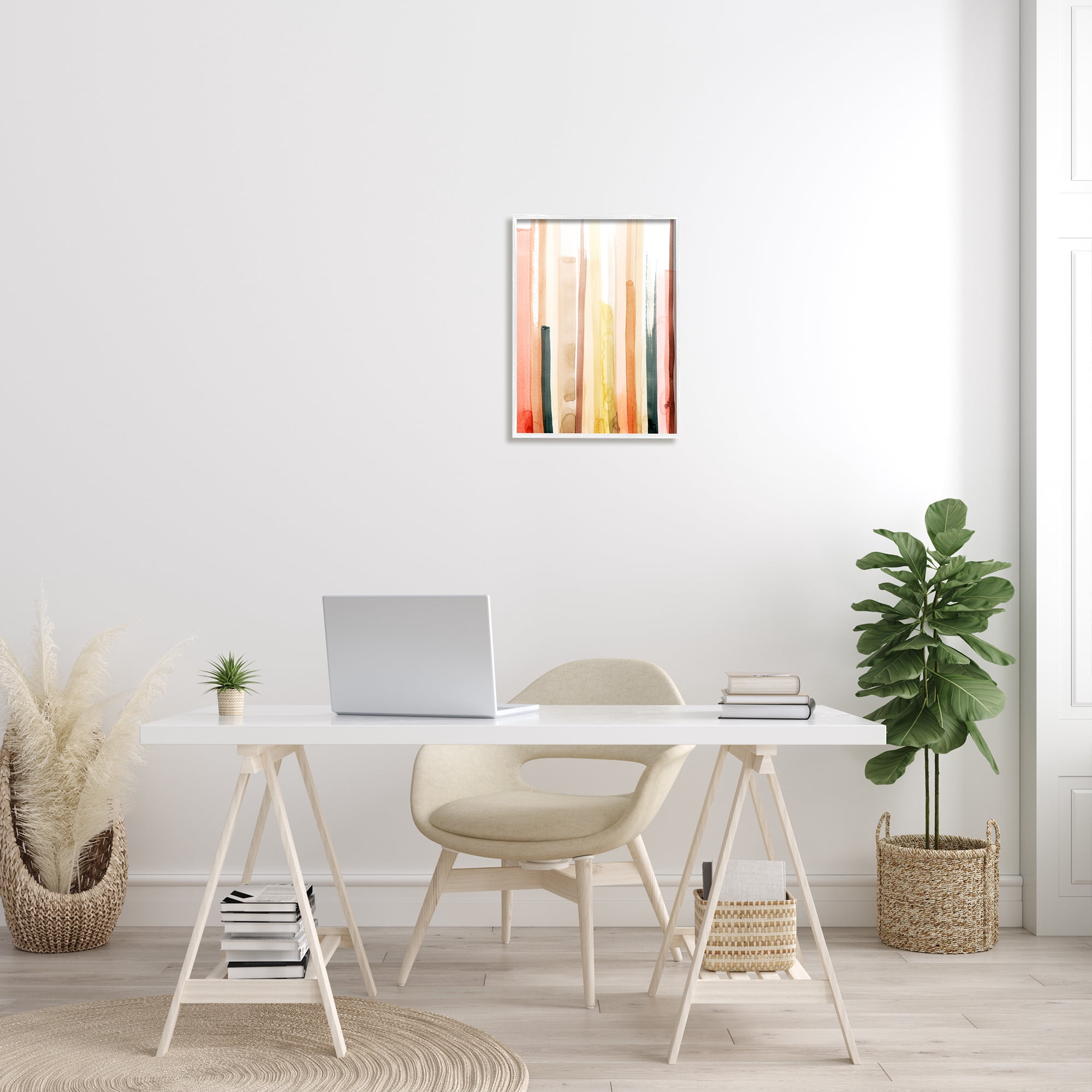 Stupell Indtries Abstract Watercolor Stripe Pattern Warm Red Brown Tones,16 x 20,Design by Grace Popp