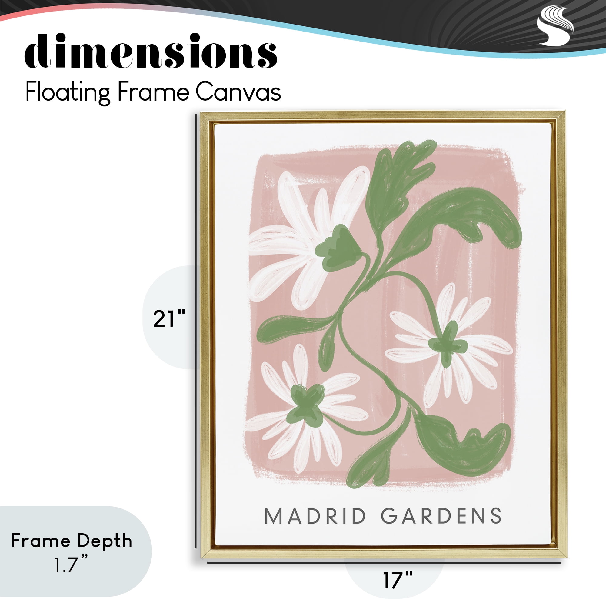 Stupell Industries Madrid Gardens Pastel Blooms Gold Framed Floater Canvas Wall Art, design by Lucille Price