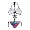 thumbnail image 2 of Chririnla Women's Halter Neck Two-Piece Bikini Set - Vibrant Tropical Hibiscus Floral Print - Sexy Tie Side Swimwear for Beach Vacation & Pool Party, 2 of 9