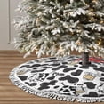 thumbnail image 3 of Christmas Tree Skirt, Edgy Cartoon Cute Cow Black White Christmas Tree Decorations Indoor, Tree Skirts Mat With Tassel Trim for Halloween New Year Holiday Christmas Party Decor 30 Inches, 3 of 7