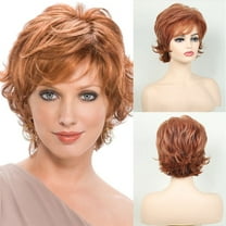 Auburn Short Layered Wig Heat Resistant Side Bangs Natural Synthetic Hair Women
