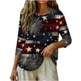 thumbnail image 7 of Vetsdori American Flag T Shirts for Women Summer 4th of July Pullover 3/4 Sleeve Red White and Blue Casual Graphic,Fashion Ladies Tops Crew Neck, 7 of 7
