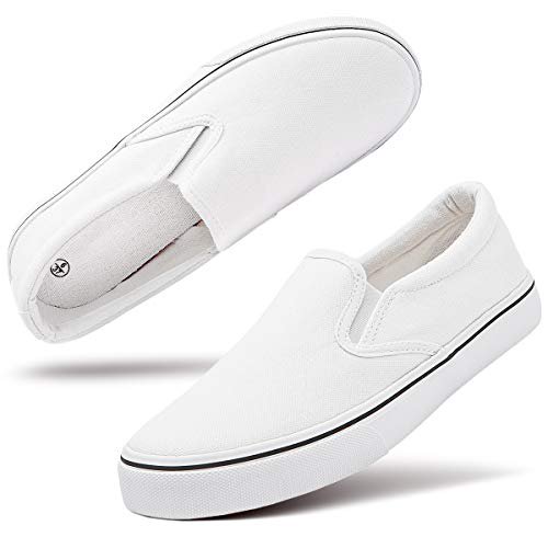Women's Canvas Slip On Sneakers Fashion Flats Shoes White Canvas Shoes(White.US7)