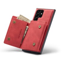 Dteck for Samsung Galaxy S23 Ultra Case, 2 in 1 Detachable PU Leather Magnetic Case Wallet with Credit Card Holder for Samsung Galaxy S23 Ultra,Red