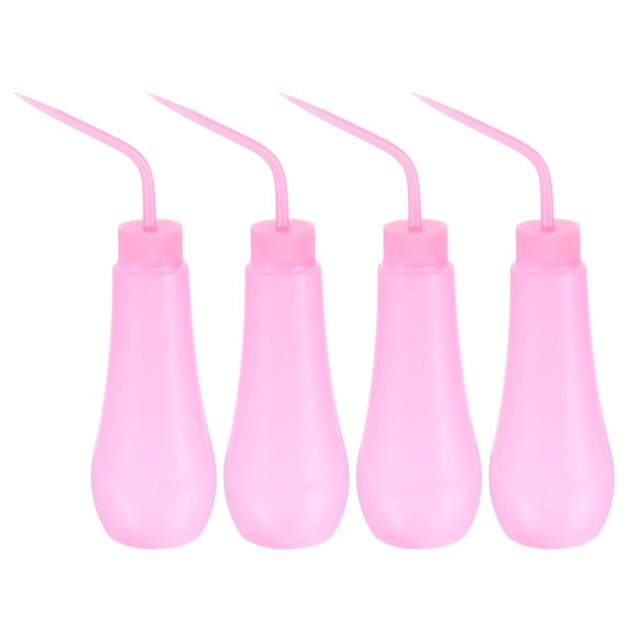 Uxcell 250mL Squeeze Washing Bottle Succulent Watering Spout, Pink 4 Pack