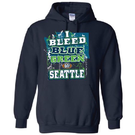 Seattle Football 'I Bleed Blue & Green Go Seattle!' Hooded Sweatshirt X-Large