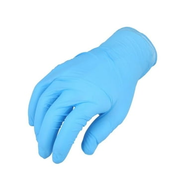 100 Pair Nitrile Exam Powder Free Disposable Gloves, Fingure Textured, Beaded Cuff, Blue, 4 Mil, X-Large