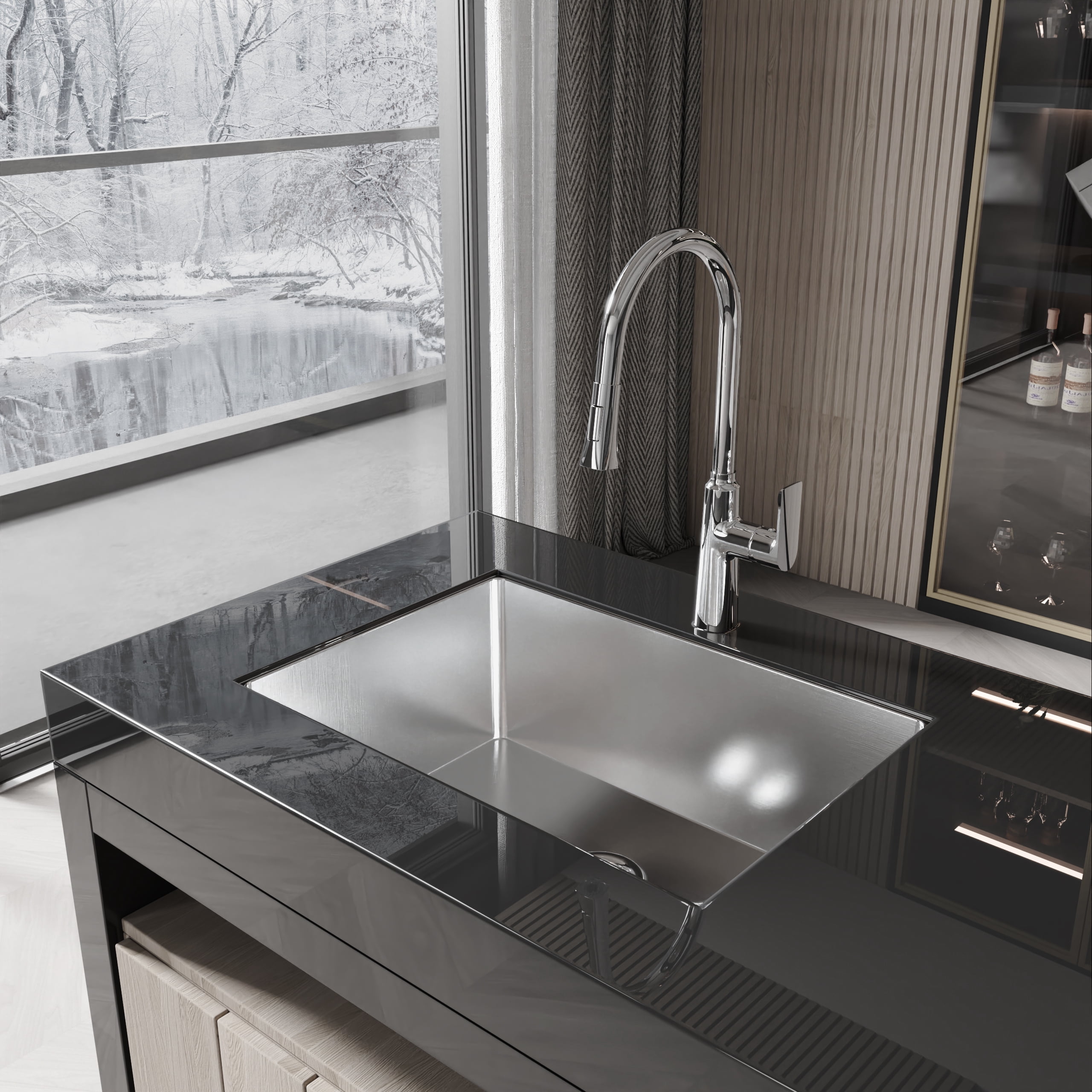 27-in Undermount Stainless Steel Kitchen Sink Single Bowl 16 Gauge Brushed Nickel Handmade Sink with Drain And Hooks