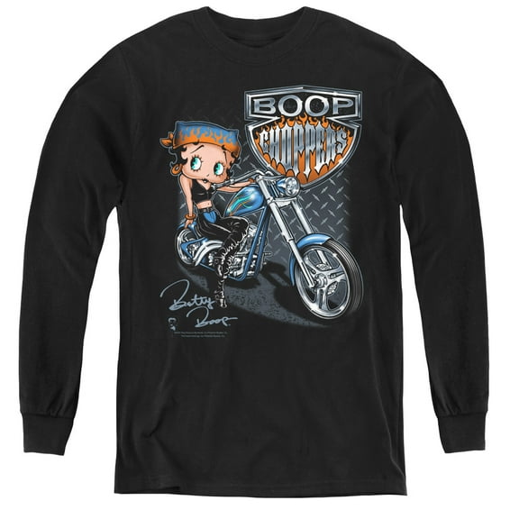 Betty Boop Choppers Youth Long Sleeve T-Shirt Tee Black