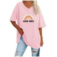 thumbnail image 1 of T-shirt Ample à Imprimé Lettrage, Manches Longues, Polyester, Femme, Épaule, Col Ras du Cou, Manches Courtes Longues, Haut à Manches Thermiques pour Femme, 1 of 5