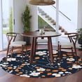 thumbnail image 4 of White Orange Flowers Round Area&nbsp;Rug 5ft Spring Pastoral Floral Non-Slip&nbsp;Washable Circle Rugs Soft Felt Indoor Floor Mat for Bedroom Kitchen Living Room Bathroom, 4 of 9