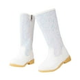thumbnail image 4 of TOWED22 Girls Knee-High Fashion Boot Side Zipper and Buckle Strap Riding Boots(White,2.5), 4 of 9