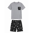 thumbnail image 6 of GIRUNS Men's Pajama Set Lightweight Sleepwear Sets Crew Neck Short Sleeve and Shorts Loungewear with Pocket Black Star Moon 2XL, 6 of 9