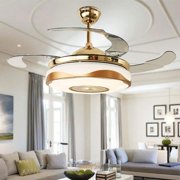 OUKANING 42" Gold Ceiling Fans with Light Smart Bluetooth Music Player Chandelier Fan