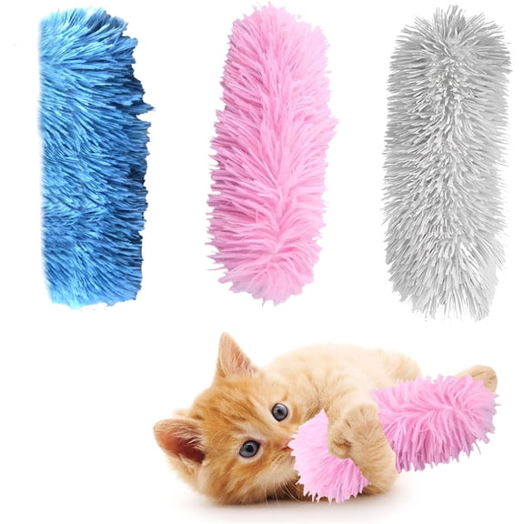 BESTSKY 3 Pack Cat Kicker Toys, Cat Pillows Toys with Sound Paper, 11" Long Soft Plush Cat Toys Interactive Toy, Catnip Toys for Kitty Chewing Training Interactive