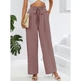 thumbnail image 2 of Chiclily Women Wide Leg Pants with Pockets High Waist Loose Belt Flowy Casual Trousers, US Size Small in Pink Black Stripe, 2 of 7