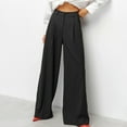 thumbnail image 2 of XFLWAM Women High Waist Casual Wide Leg Long Palazzo Pants Button Down Loose Business Work Office Trousers with Pockets Black XXL, 2 of 7