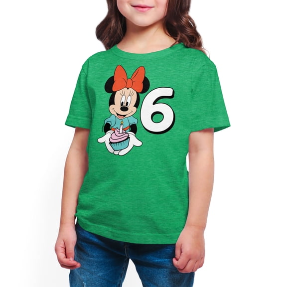 Mickey & Friends - Minnie Birthday 6 - Toddler And Youth Girls Short Sleeve Graphic T-Shirt