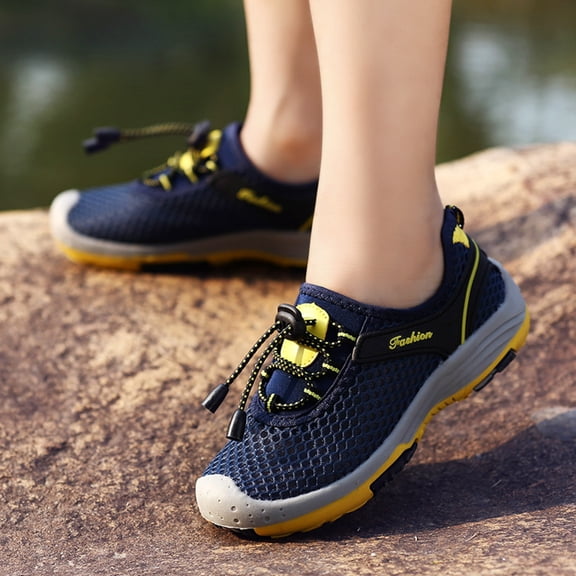 ZHOGXU Toddler Kids Girls Sneakers Non Soft Sole Mesh Lightweight Breathable Sports Walking Running Shoes For Outdoor Activities,Dark Blue,5.5-6 Years