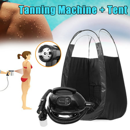 Black Curtain Tent & Sunless Airbrush HVLP Spray Gun Tanning Salon Beauty Spray Tan Machine