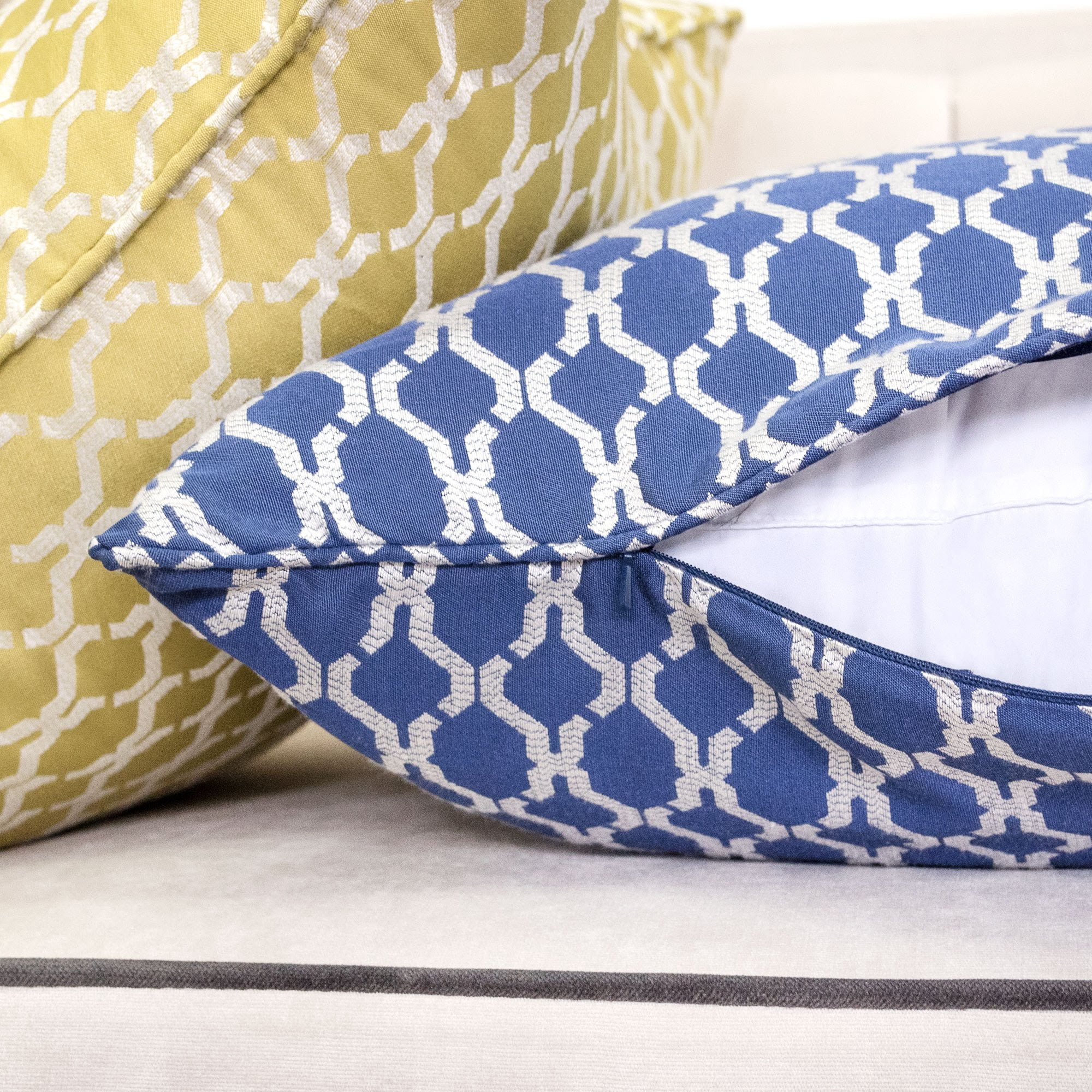 Amelia Navy Geometric Polyester 20 in. x 20 in Throw Pillow (Set of 2)