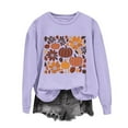 thumbnail image 3 of TKLPEHG Fall Fashion Thanksgiving Sweatshirts for Women Pumpkin Graphic Tops Long Sleeve Fleece Sweatshirts Pullover (Purple,S), 3 of 7