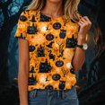 thumbnail image 2 of NOLDARES Halloween Shirts for Women Cute Ghost with Coffee Pumpkin Shirts Cute Fall Short Sleeve Graphic Tee Tops(Yellow,XXL), 2 of 9