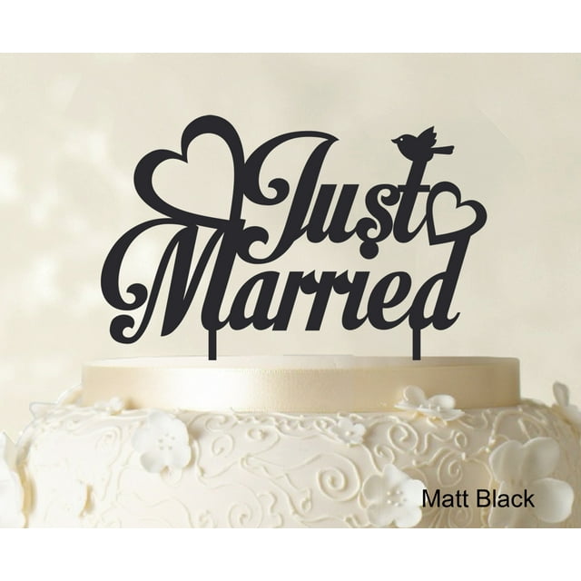 Just Married Wedding Cake Topper Custom Name Cake Topper Color Option Available 5-7 Inches Wide