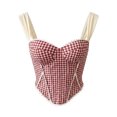 thumbnail image 4 of LEAVINGSUO Corset Tops for Women Spaghetti Strap Lace Neck Slim Fitted Bustier Crop Tank For Party Daily Street Outfit Red S, 4 of 6