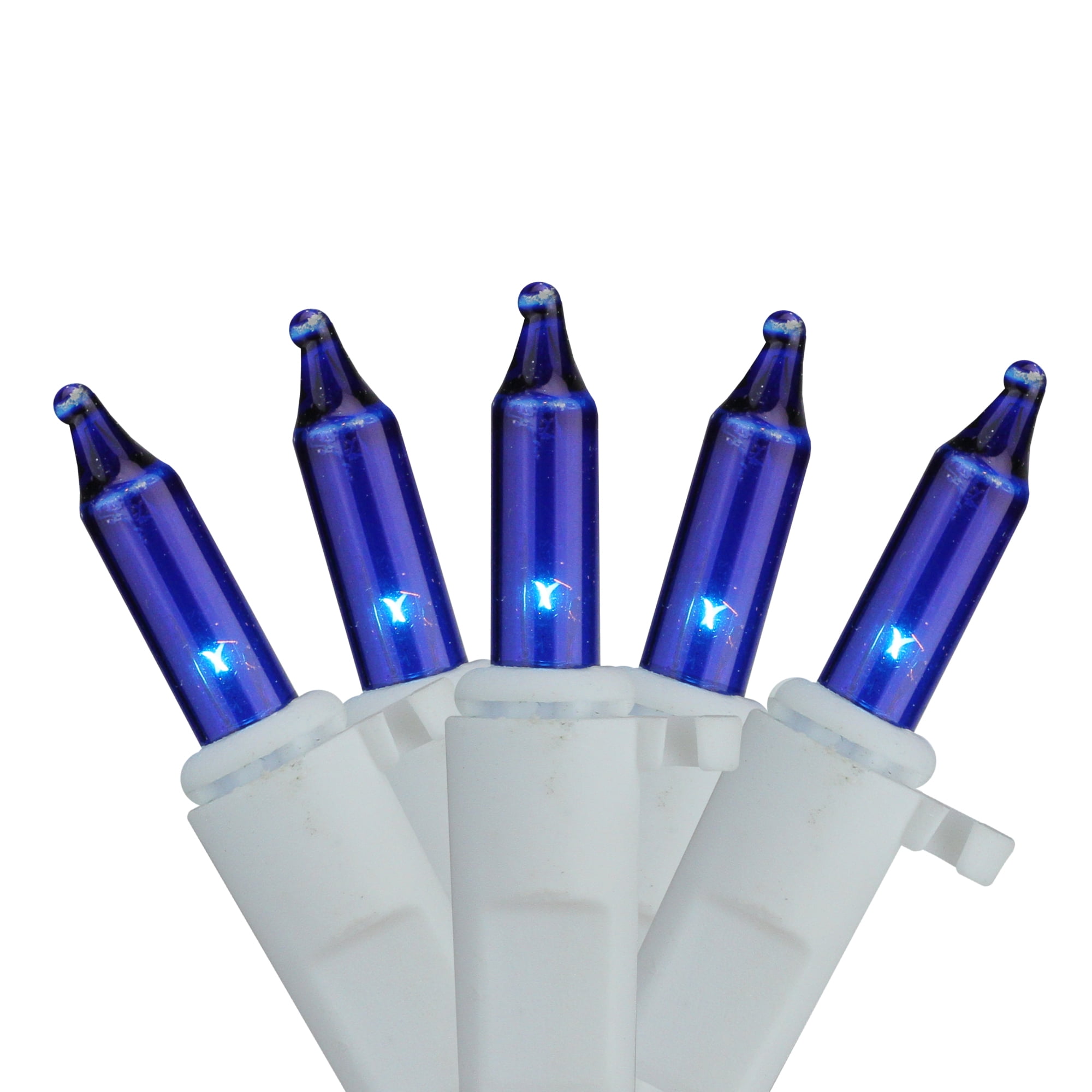 50 Blue Mini Icicle Window Curtain Christmas Lights 2.67 ft White