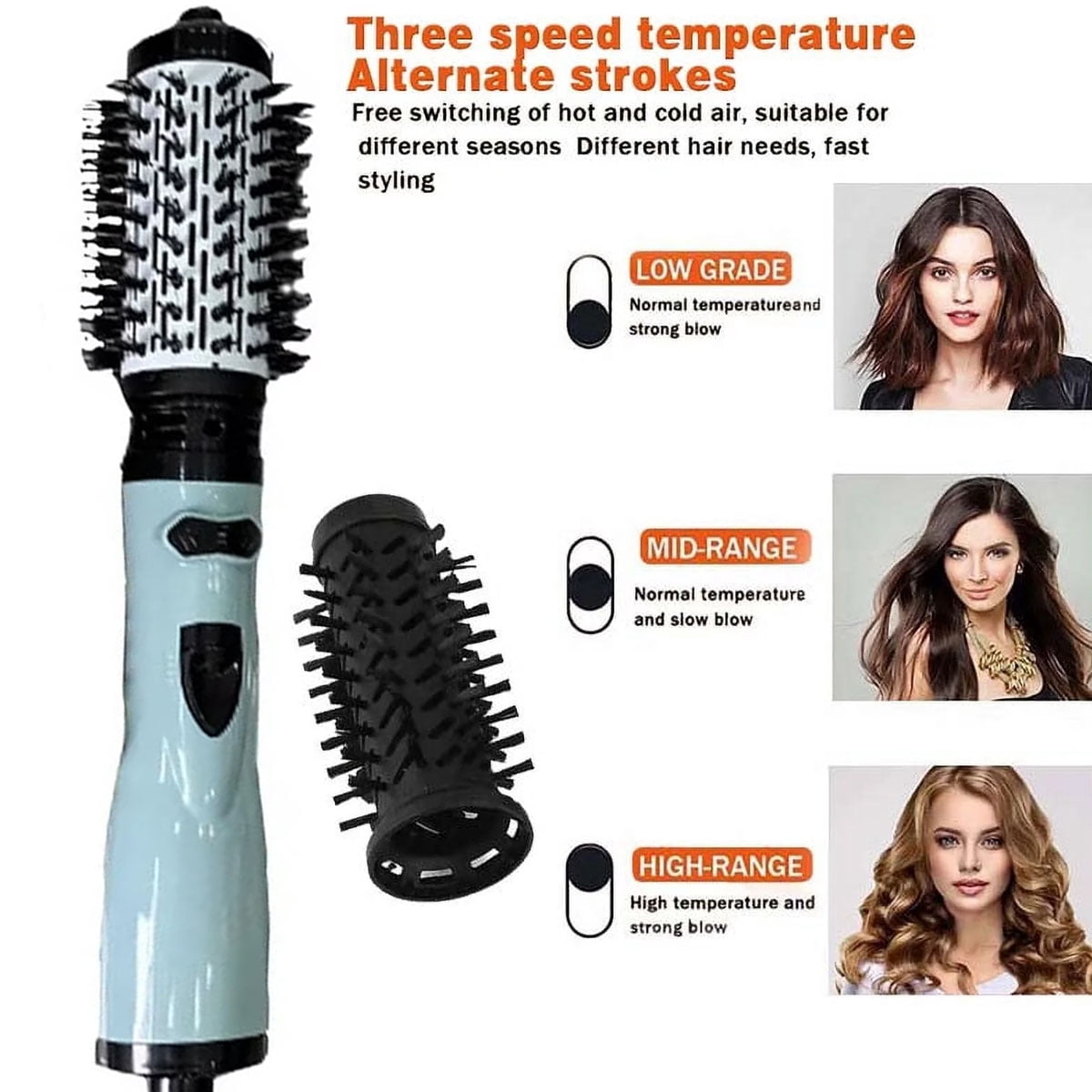 Yiliangx 3-in-1 hot air styler and rotating hair dryer, Hot Air Styler & Rotating Brush, rotating hair dryer brush spinning, Hot Air Styler ,360 Rotating Hair Dryer for Dry Hair, Curl Hair (Blue)