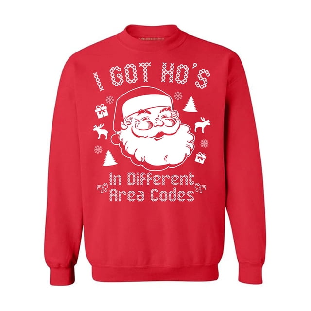 Awkwardstyles I Got Hos in Different Area Codes Sweater Ugly Christmas Crewneck 2XL Red