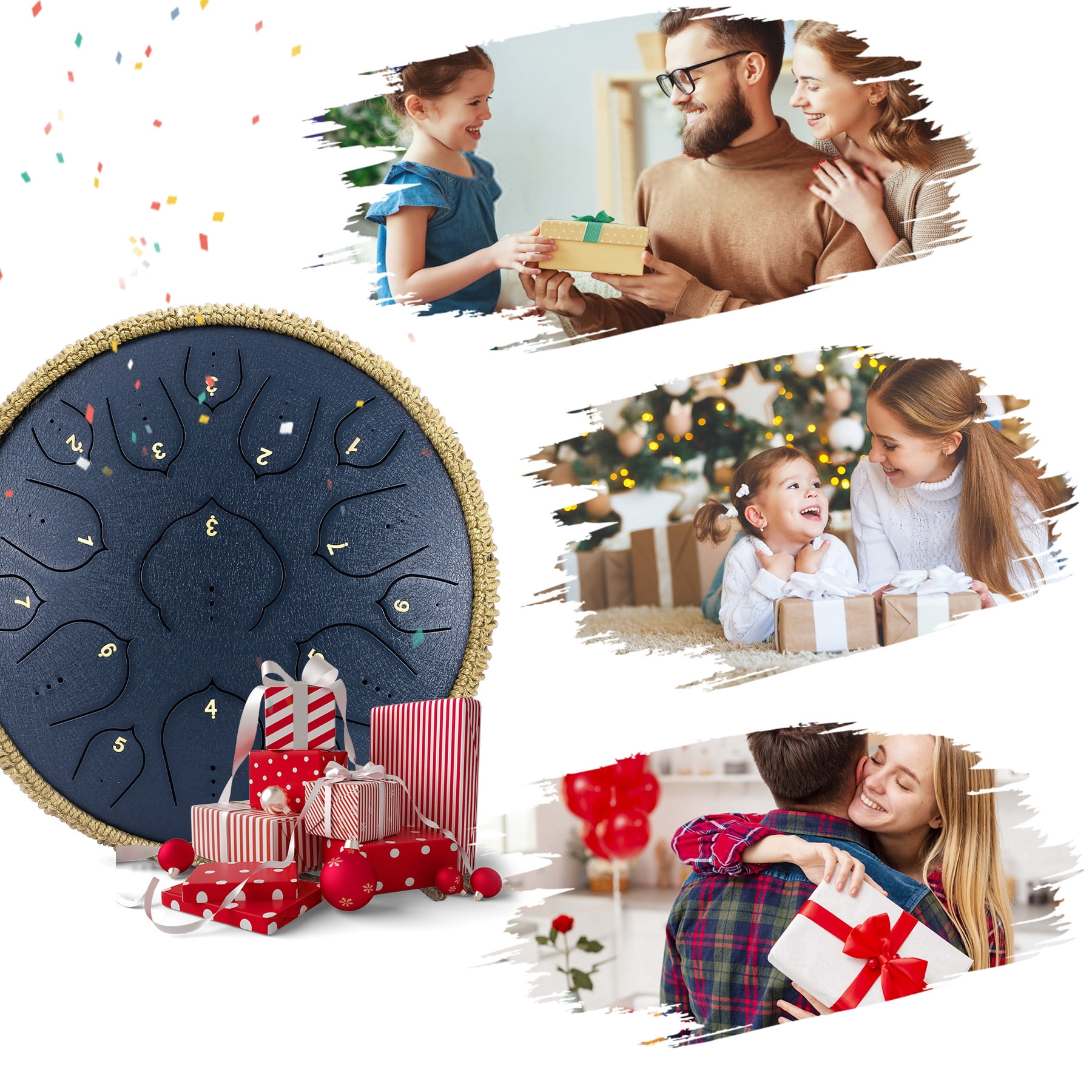 Steel Tongue Drum-14" 15 Note Tongue Pan Drums for Adults, D Major, Carry Bag, Navy Blue